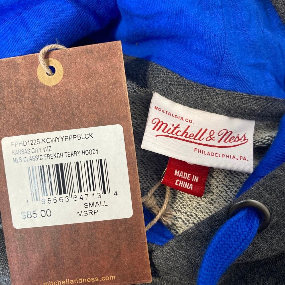 Mitchell & Ness Kansas City Wizards MLS Hoodie Gray Blue Small FPHD1225-KCWYYPPB - Picture 6 of 9
